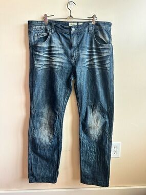 Decibel Men's Straight Leg Denim Pants 38x32 Custom Fit Acid Wash